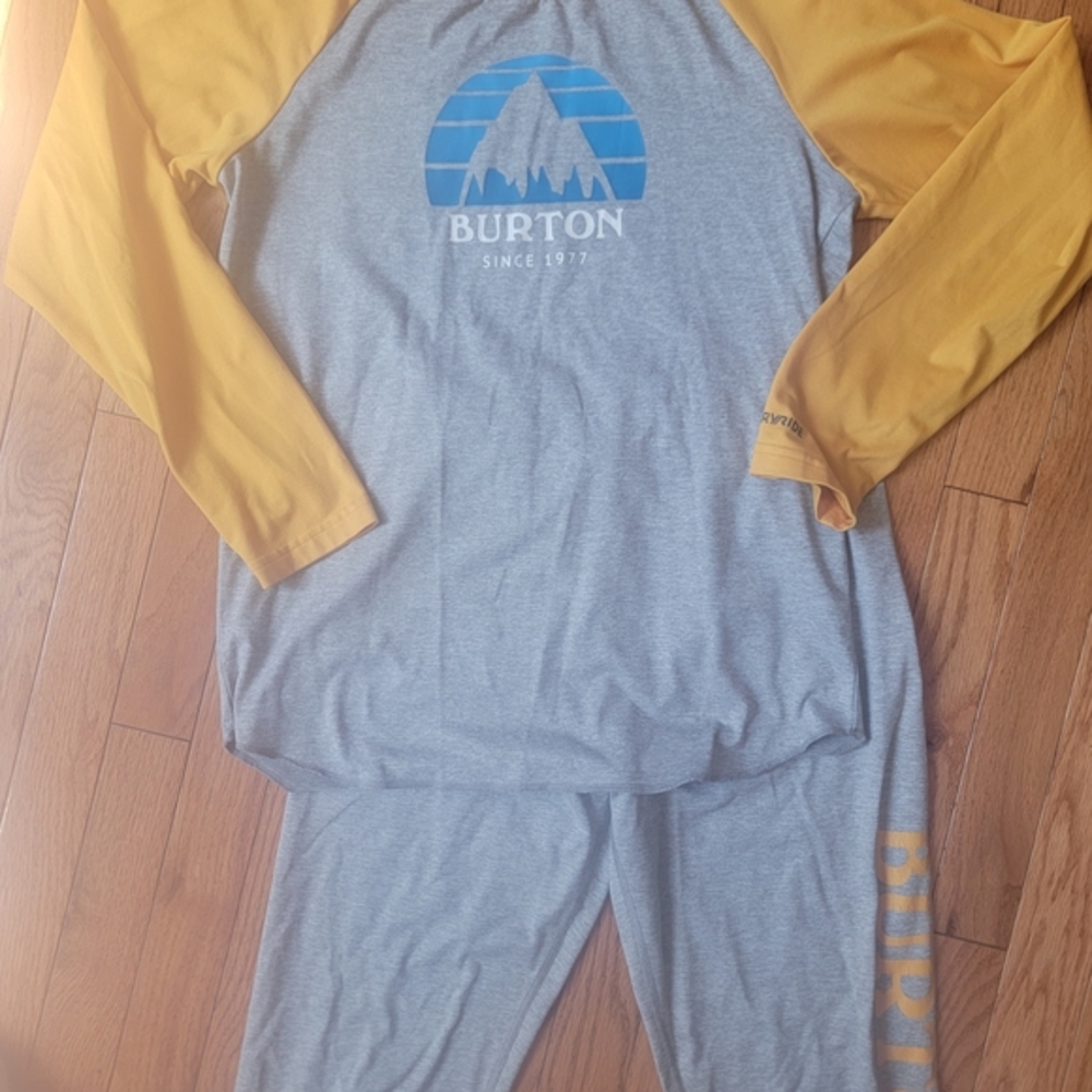 Burton Gray and Yellow Long Sleeve Base Layer Set